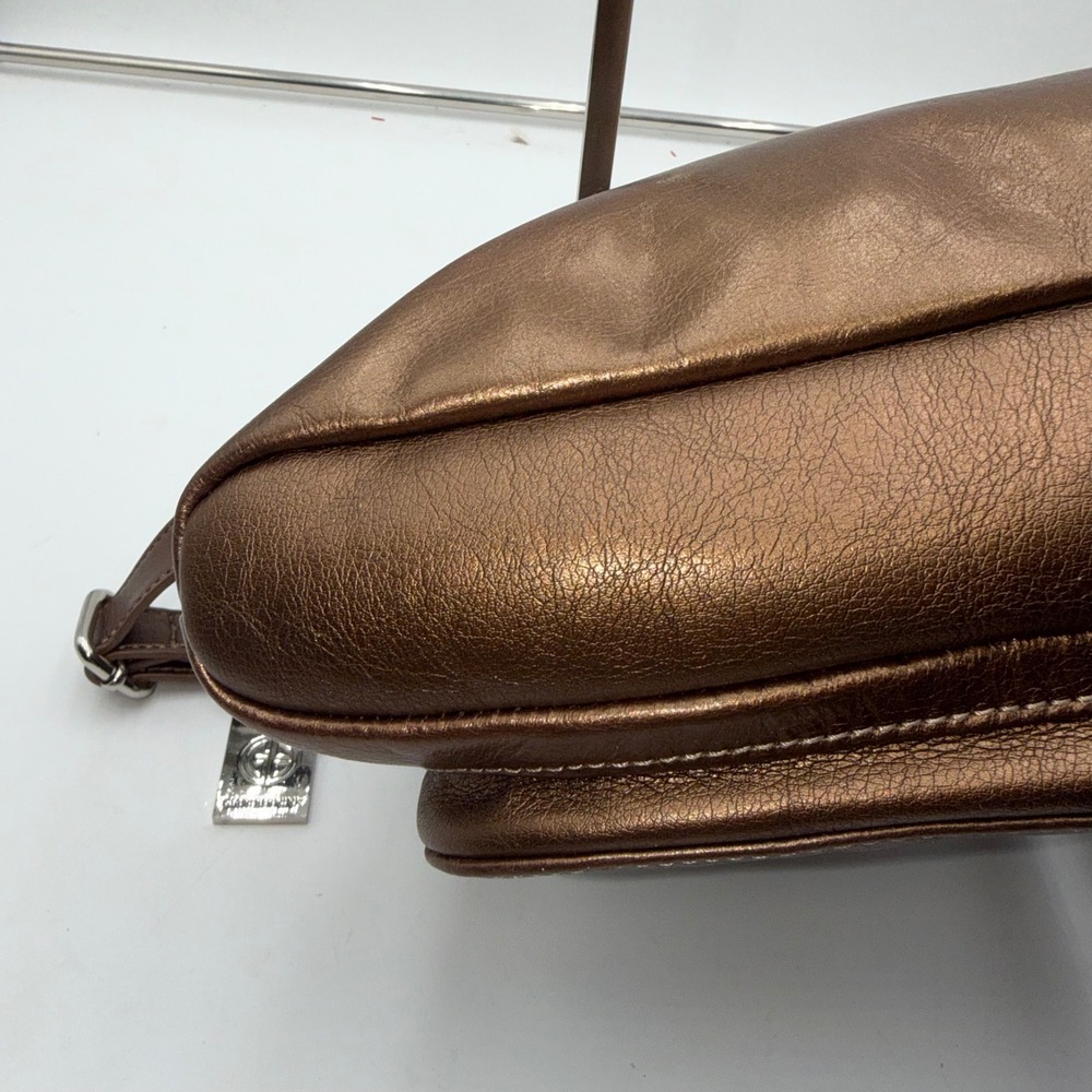 Gianni Bernini Metallic Bronze Leather Crossbody Shoulder Bag Purse - Picture 12 of 16